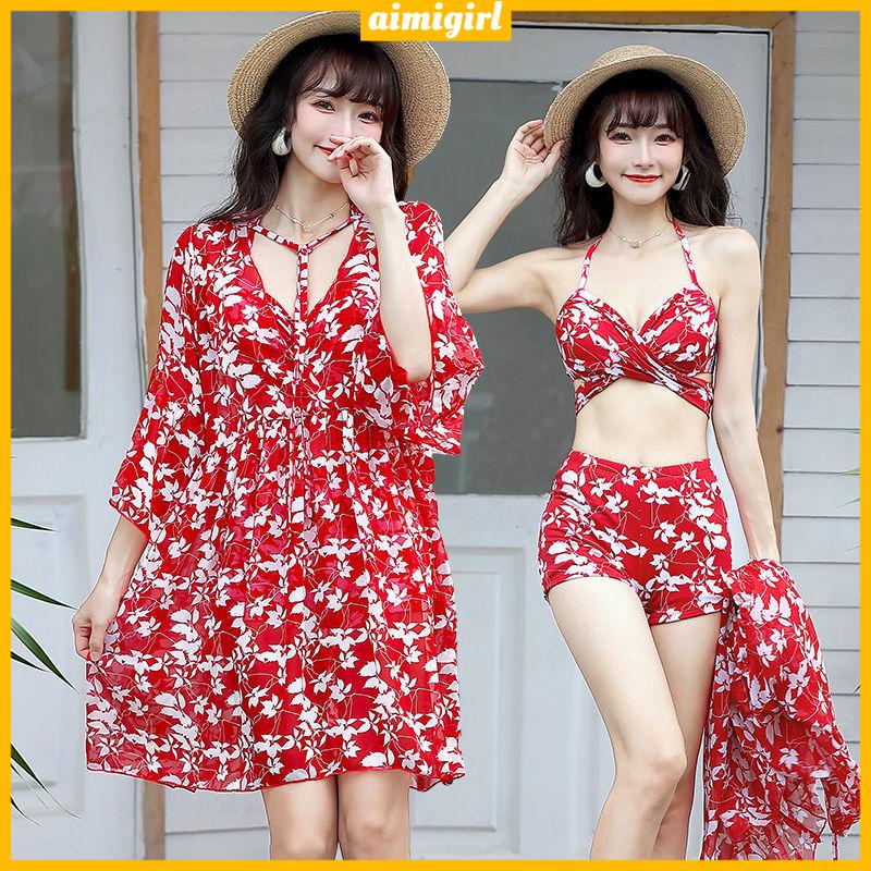 Bộ Đồ Bơi Ba Mảnh Cỡ Lớn Che Phủ Bụng Phong Cách Hàn Quốc Thời Trang Mùa Xuân Cho Nữ