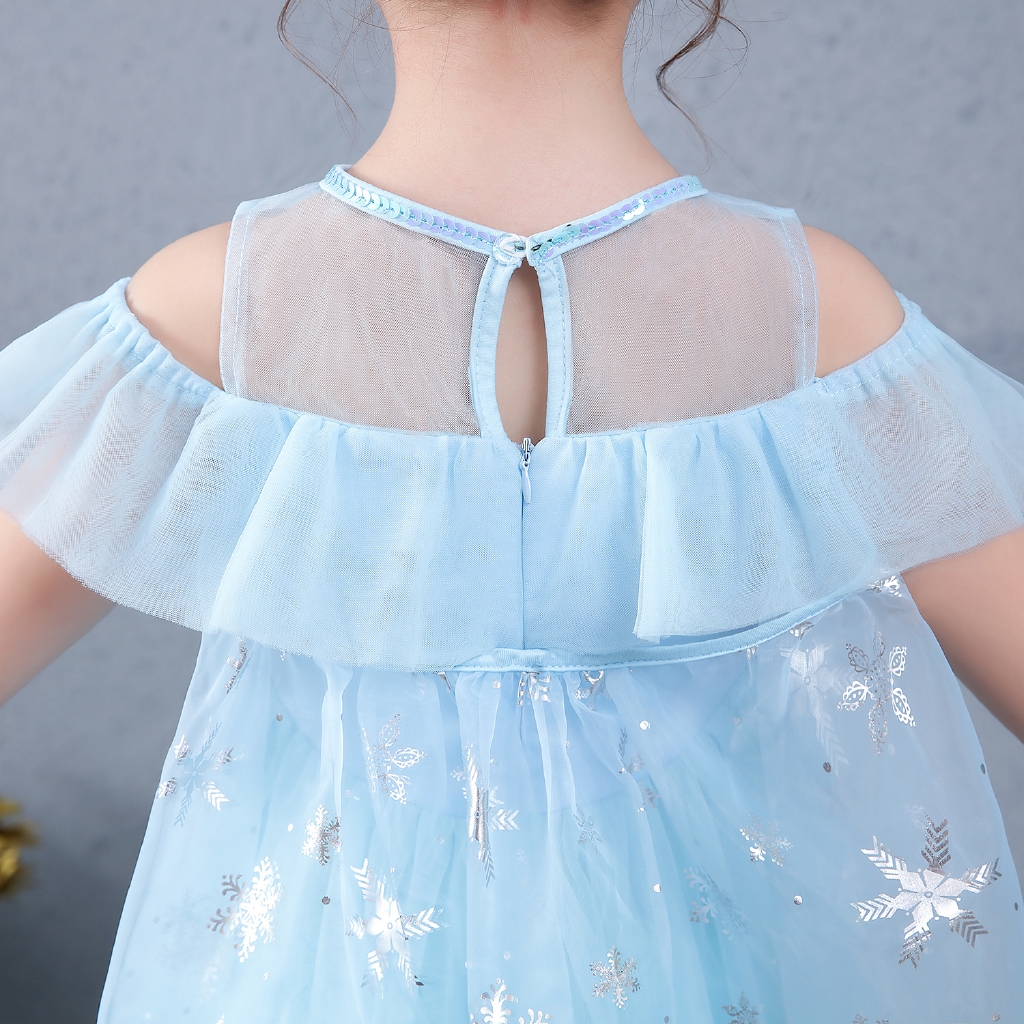 Đầm Công Chúa Elsa Đính Kim Sa Cho Bé Gái