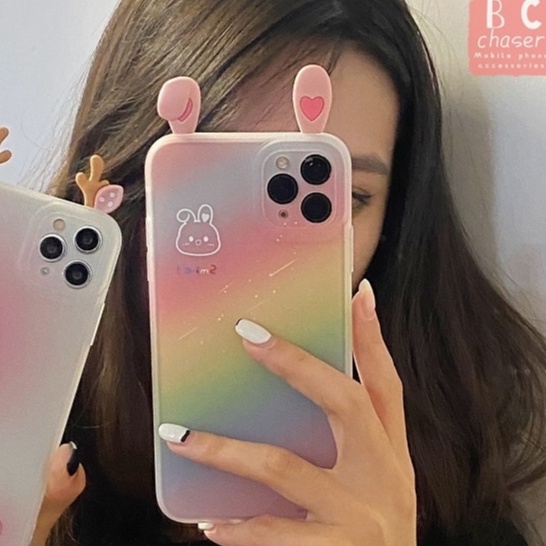 Ốp điện thoại TPU gắn tai thỏ / hươu đáng yêu thích hợp cho Apple iPhone 7/8/se/X/XS/XR/11/12/13/Pro Max/Mini