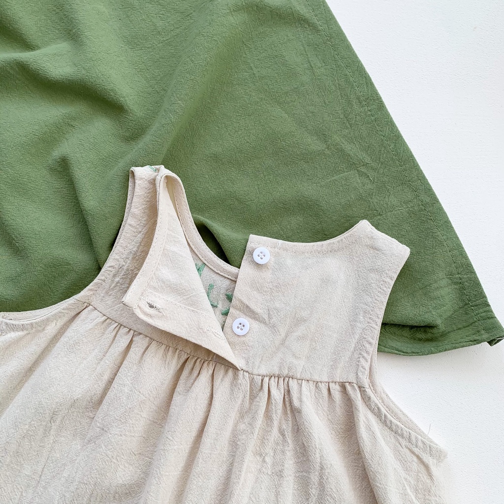 Váy bé gái In Hoa Cổ Tròn