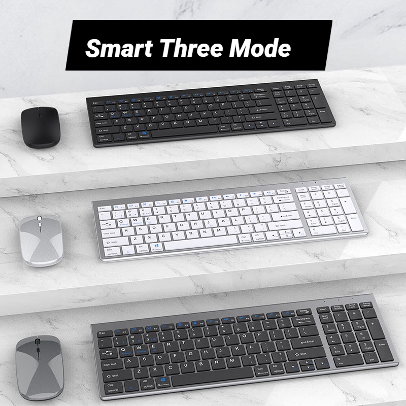 Combo Bàn Phím Và Chuột Không Dây Bluetooth 3.0 5.0 2.4Ghz 109 Phím Có Thể Sạc Lại Cho iPad Laptop PC Điện Thoại Notebook