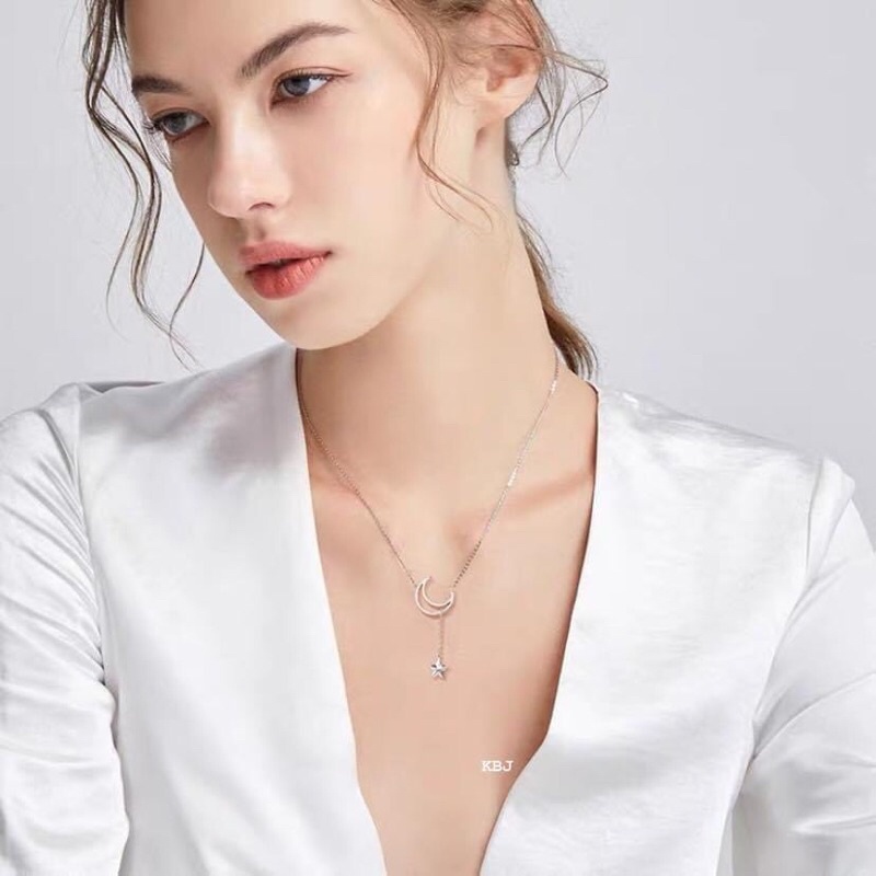 dây chuyền bạc mặt trăng, có mẫu đeo thực tế