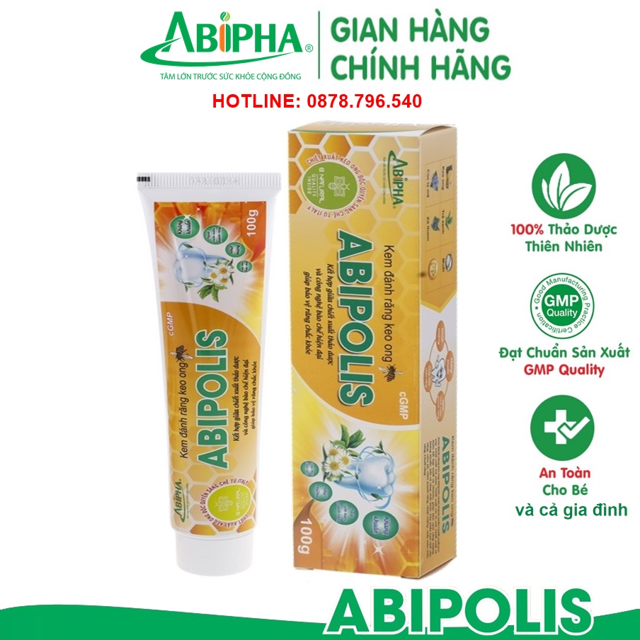 Kem Đánh Răng Keo Ong ABIPOLIS 100Gr - Ngăn Ngừa Vi Khuẩn Giúp Hơi Thở Thơm Lâu Ngừa Nhiệt Miệng Và Chảy Máu Chân Răng