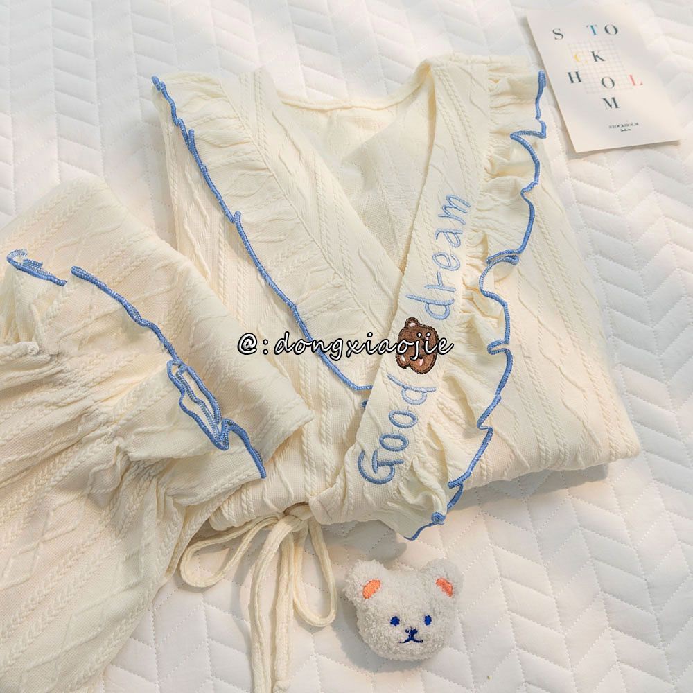 Spring and autumn ins style new Japanese pajamas girls sweet girls casual bear loose student home suit