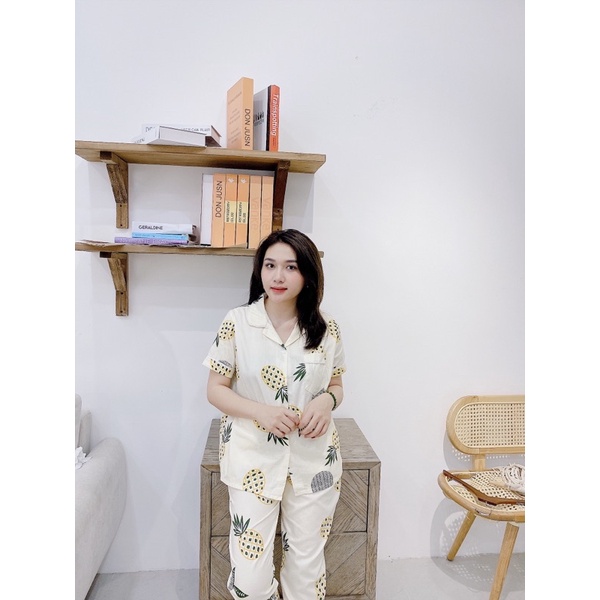 Bộ mặc nhà pijama bộ thô tay cộc quần dài nhiều màu