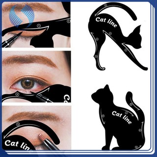 Pro 2pcs/Set Cat Eyeliner Stencil Makeup Eyebrow Models Stamp Template Card