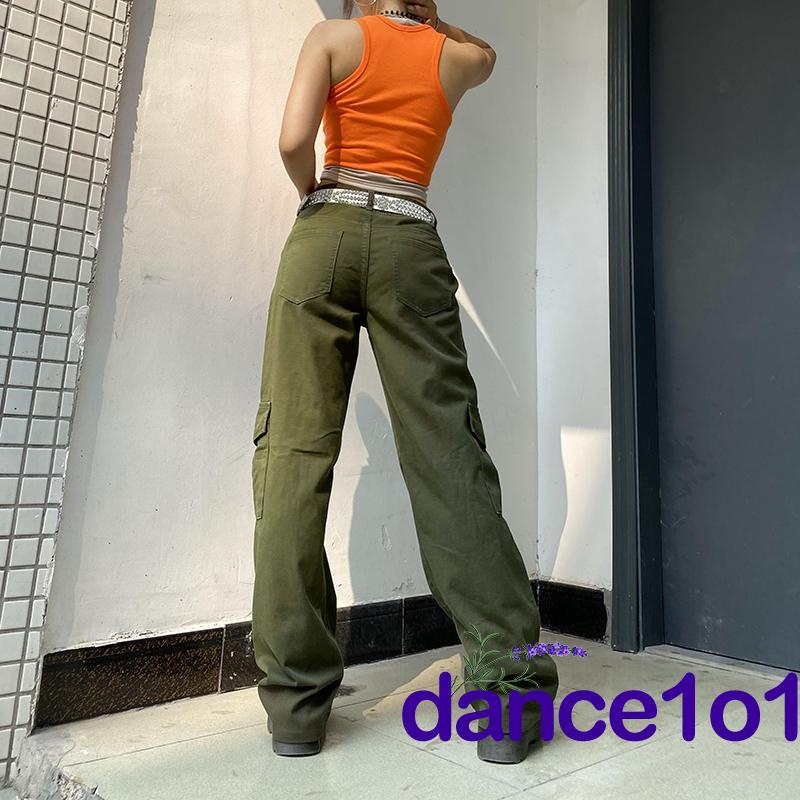 Quần dài lưng cao vừa phải có túi in họa tiết thời trang cho nữ