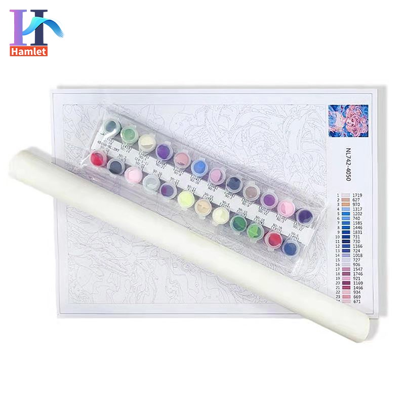 Bộ tranh sơn dầu Hamlet tô màu theo số hình thành phố đầy màu sắc dùng làm quà tặng trang trí cỡ 40x50cm