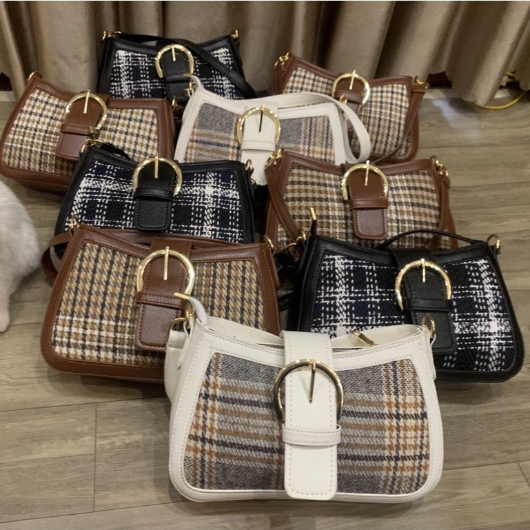 Túi xách nữ đeo chéo kẹp nách đeo vai cao cấp khóa kim phối vải đẹp thời trang PK 352