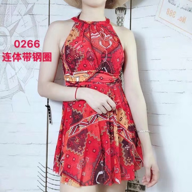 Bikini liền thân hoạ tiết thổ cẩm freesize từ 40-60kg