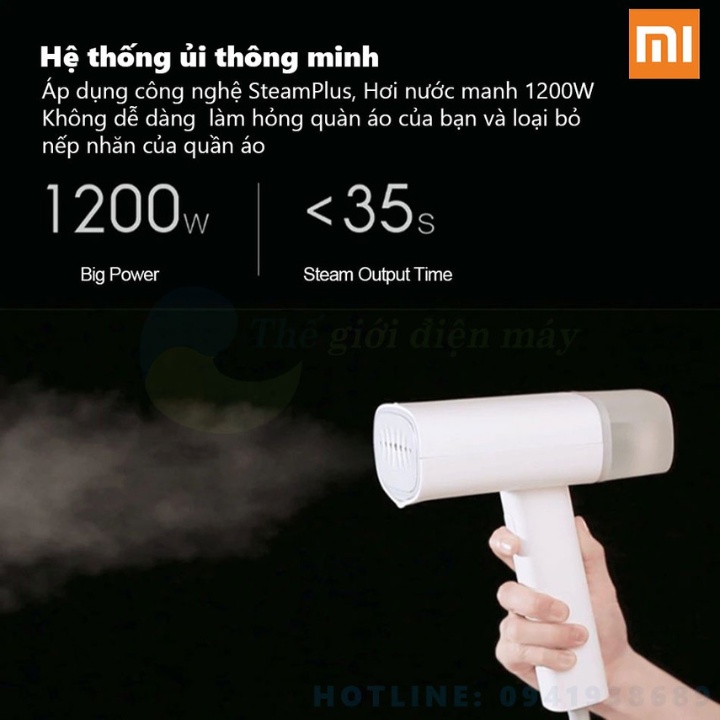 Bàn là hơi nước,bàn ủi hơi nước cầm tay Xiaomi GT 306-Công suất lên đến 1200W-Là thẳng các loại vải