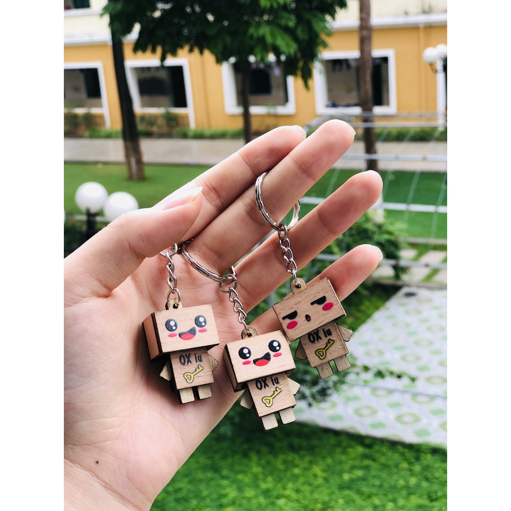 Móc khóa Danbo gỗ Biểu cảm Màu