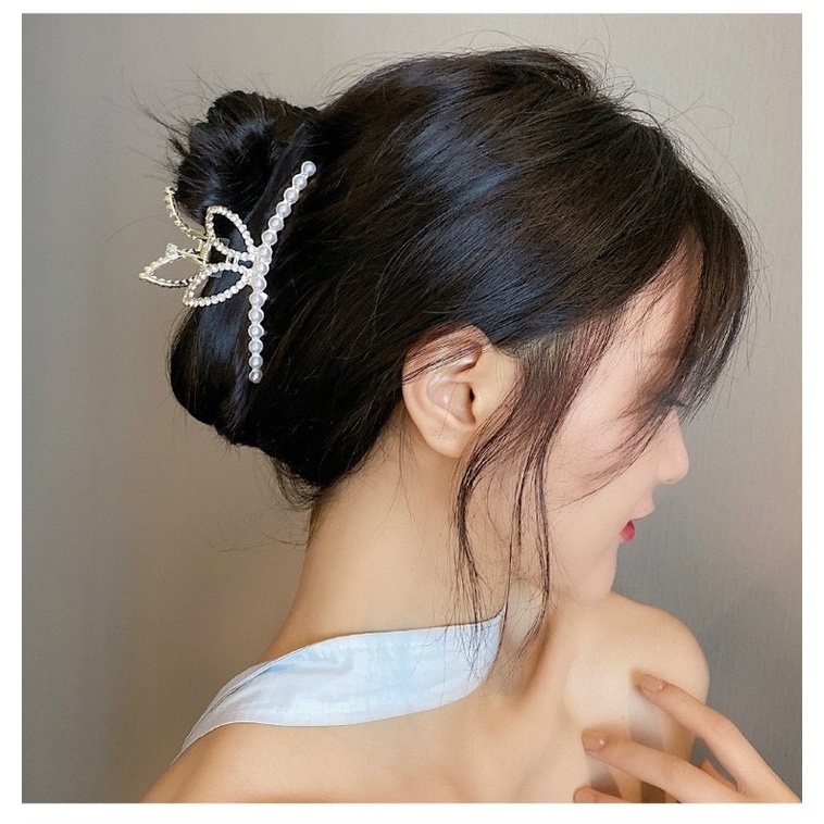 kẹp gấp tóc hàn quốc đính hạt siu lấp lánh sang chảnh