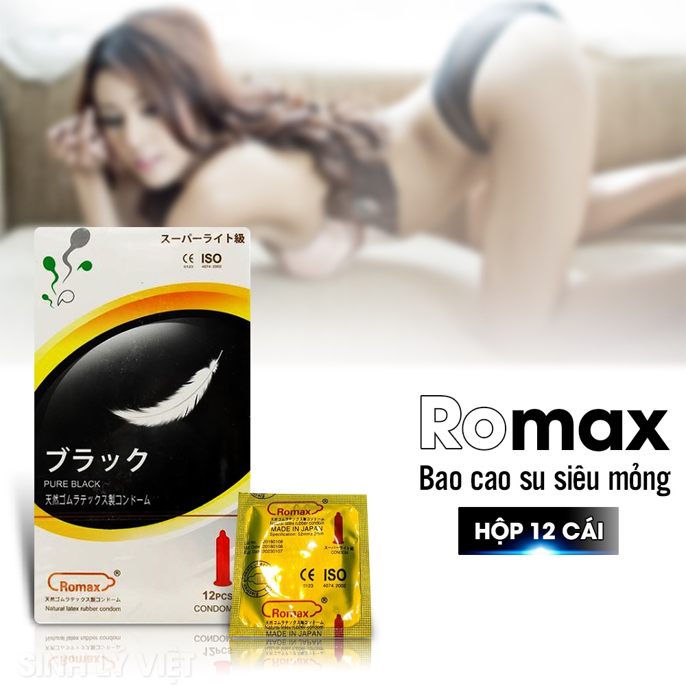 [Combo 3 Hộp Tặng 2] Bao Cao Su Romax Cao Cấp Siêu Mỏng (Hộp 12c) - Kéo Dài Thời Gian Chiến Đấu Đỉnh Cao -  Tặng Ok 7Bi