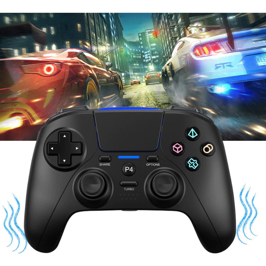 Tay Game P4 Pro Không Dây Loại Tốt, Chơi Game PC - PS4 - Laptop, Chơi PES, Full Skill FO4 - Dual Rung - Chơi Trên ĐT