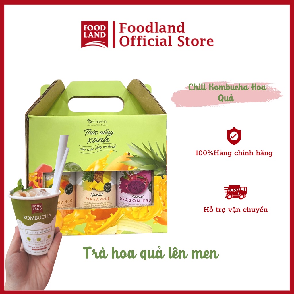 Set 6 chai mix Chill Kombucha - Trà hoa quả lên men - Foodland