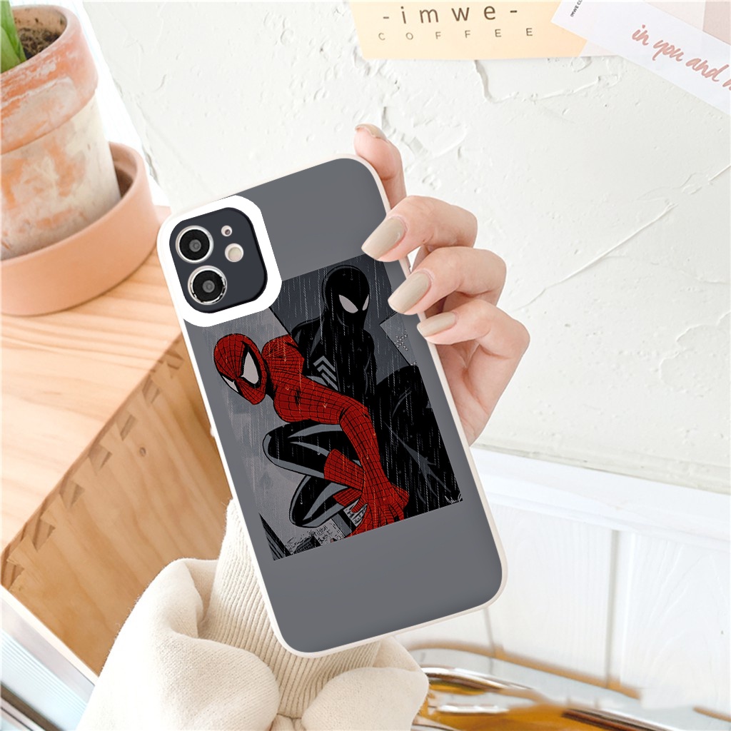 Ốp iphone Spider Man Ốp Người Nhện vuông cạnh iPhone X/Xs Max/7plus/8plus/6splus/12/11/13/pro/max/xr