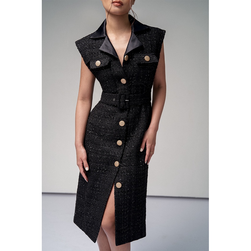 Váy tweed sát nách đính cúc 2NDDATE DR064