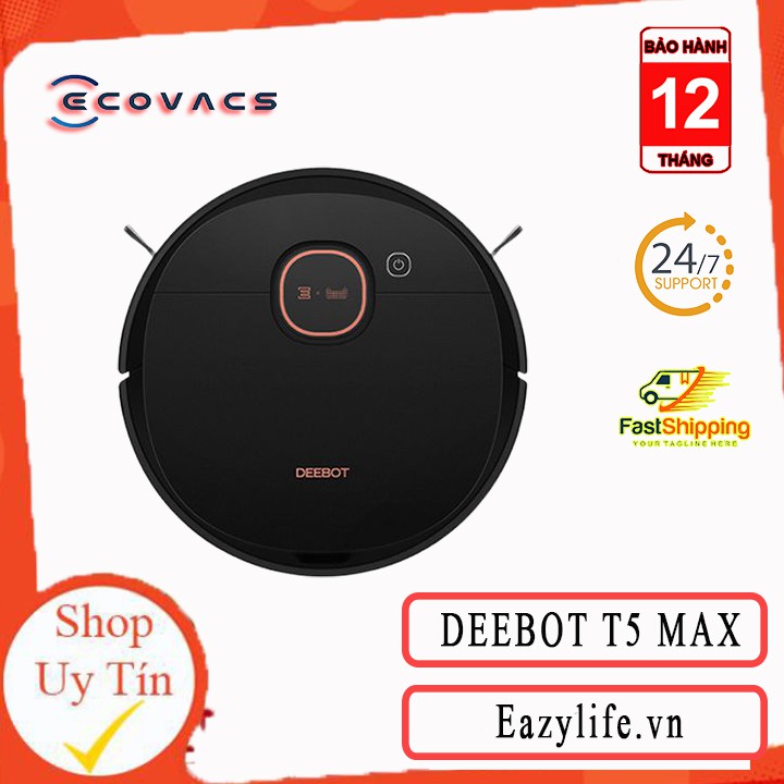 Robot Hút Bụi Thông Minh Ecovacs Deebot T5 Max DX65, Hàng Nguyên Seal, Mới 100%, Giá Rẻ [Sẵn]