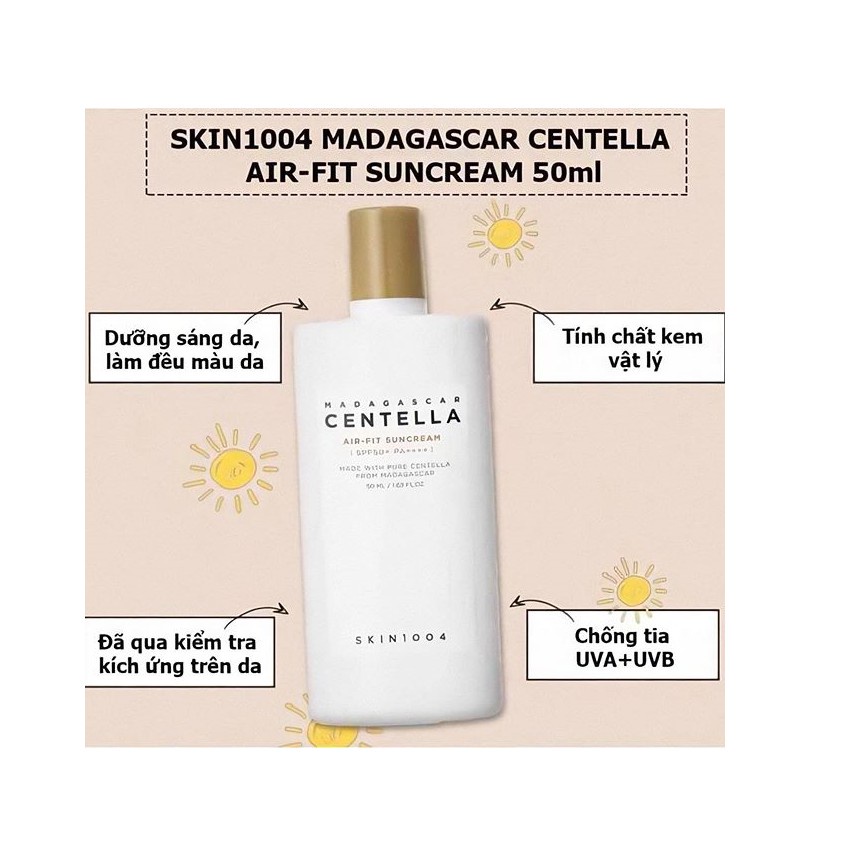 (Mẫu mới) Kem chống nắng Skin1004 Madagascar Centella Air-fit Suncream SPF50+ PA++++ 50ml