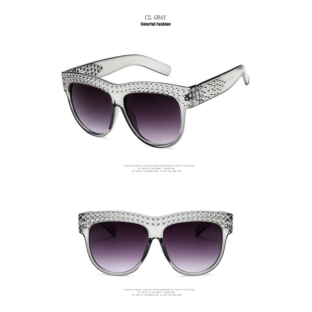 Kính mát gọng vuông đính kim cương thời trang cho nữ Samjune