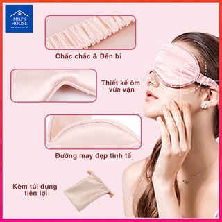 Mặt Nạ Bịt Mắt Ngủ 100% Lụa nguyên chất, Chất Liệu Mềm Mại Thư Giãn, Kèm Túi Đựng Tiện Dụng Mang Theo Du Lịch