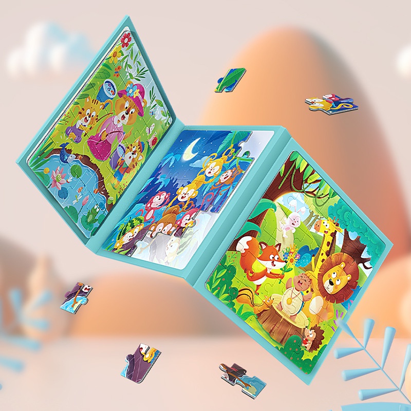 Đồ chơi tranh ghép hình, xếp hình nam châm từ tính, 5 cấp độ cho bé, đồ chơi giáo dục sớm các chủ đề cho bé 0-5 tuổi