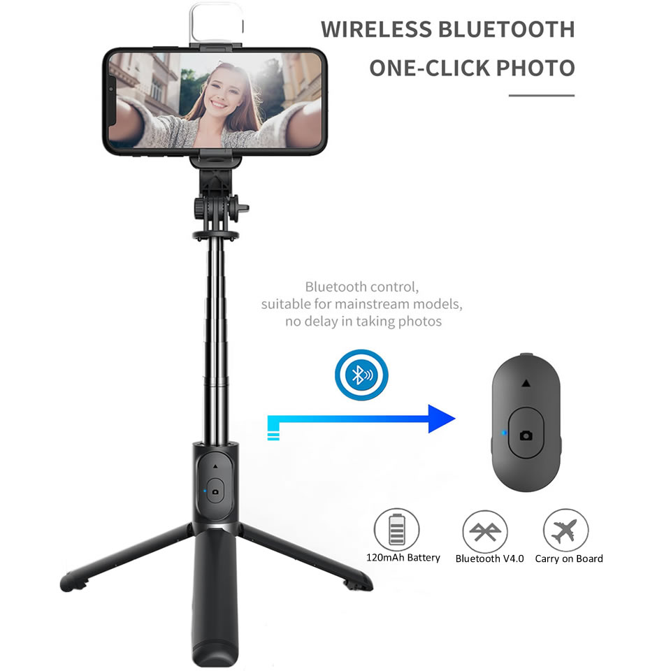 Gậy Chụp Ảnh Selfie Bluetooth Không Dây Có Thể Gấp Gọn Kèm Điều Khiển Từ Xa Cho Ios Android | BigBuy360 - bigbuy360.vn