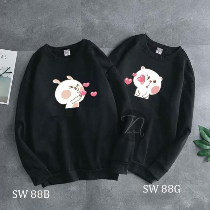 Áo sweater dài tay - áo đôi tình yêu cute mẫu HOT nhất / co size trẻ em