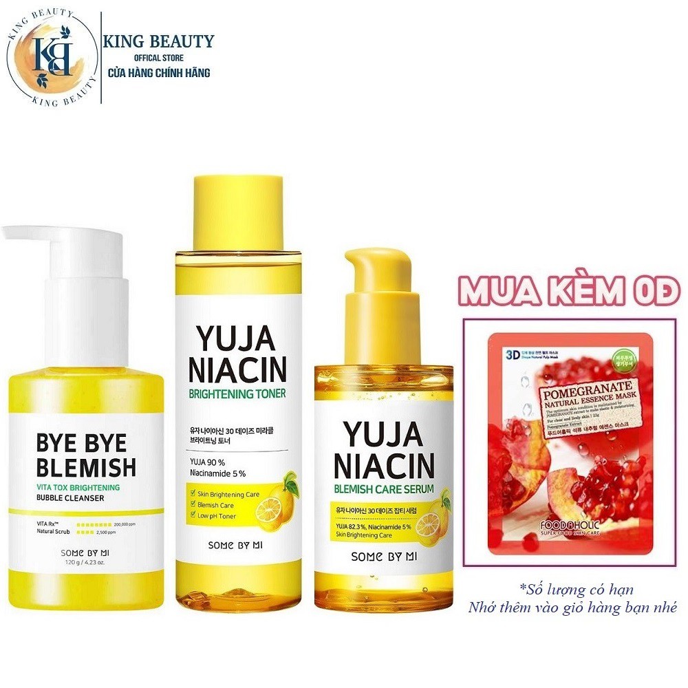 Bộ 3 SP Làm Sạch, Dưỡng Trắng Da, Ngừa Lão Hóa Da Some By Mi YUJA (Gel Rửa Mặt 120g + Toner 150ml + Serum 50ml)