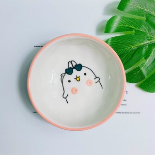 Bát ăn dặm cho bé bằng sứ, bát tròn họa tiết xinh xắn 100ml