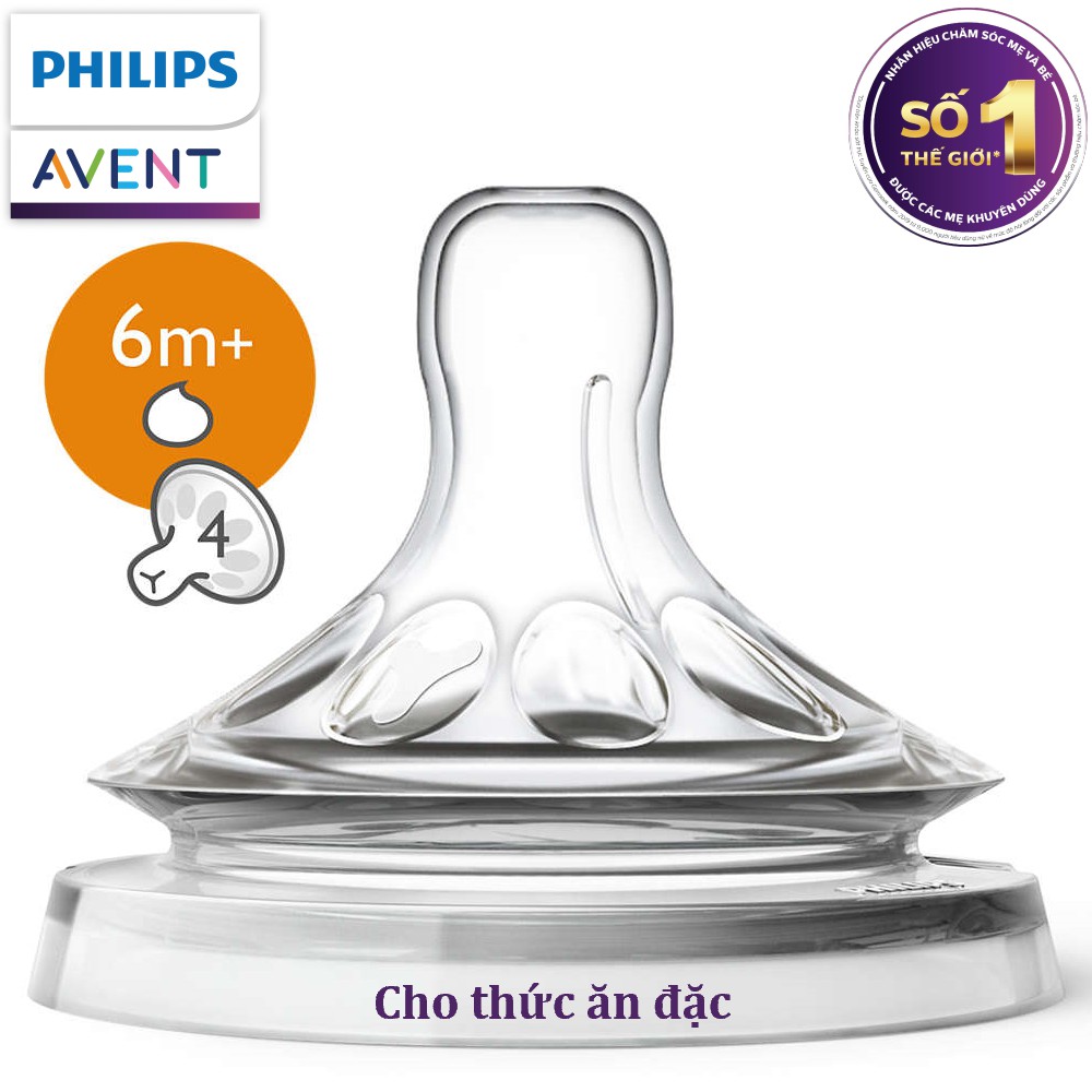 Philips Avent núm ty mô phỏng tự nhiên (dùng cho thức ăn đặc) SCF656/23