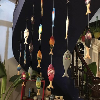 Cá gỗ trang trí, Cá gỗ handmade, sơn, vẽ màu