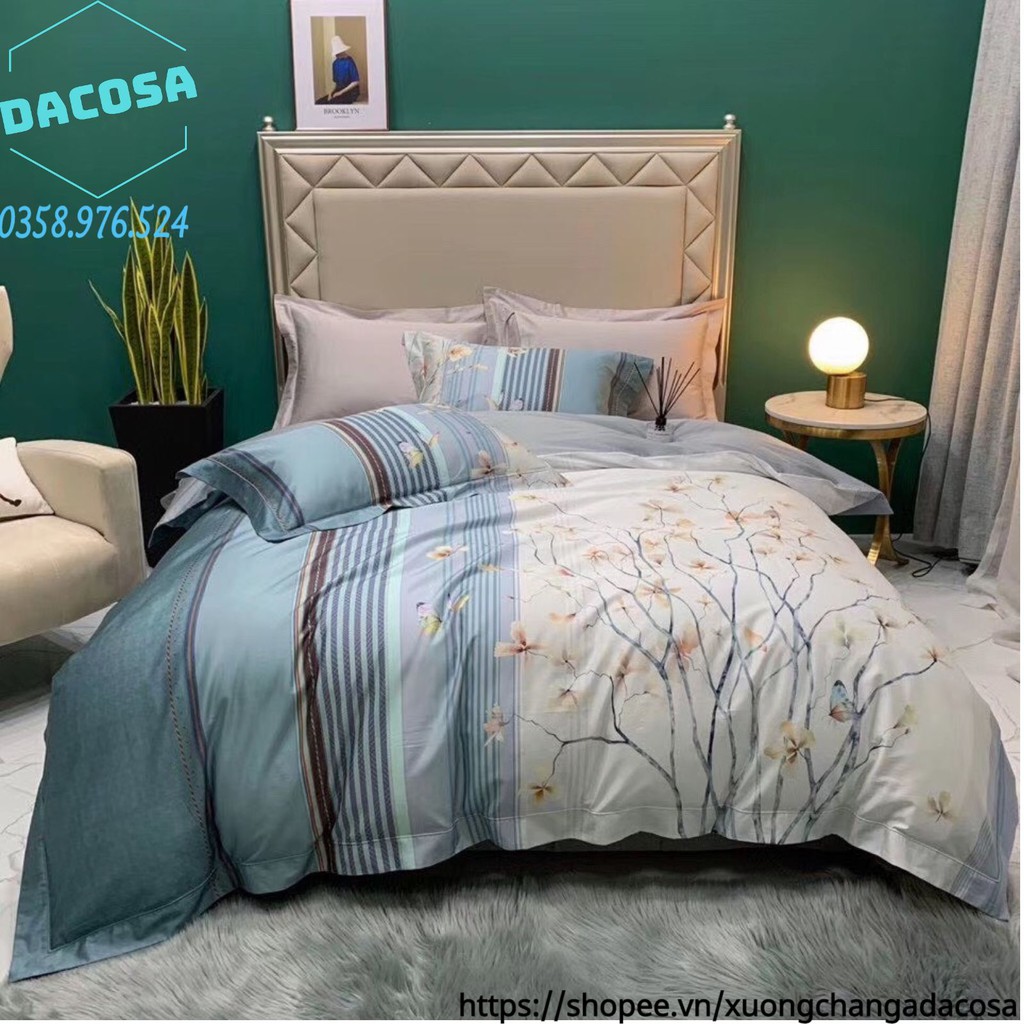 Set Chăn Ga Gối Lụa Tencel 100s Cao Cấp Siêu Mát Đế Vương Nhập Khẩu Nguyên Bộ- Dacosa