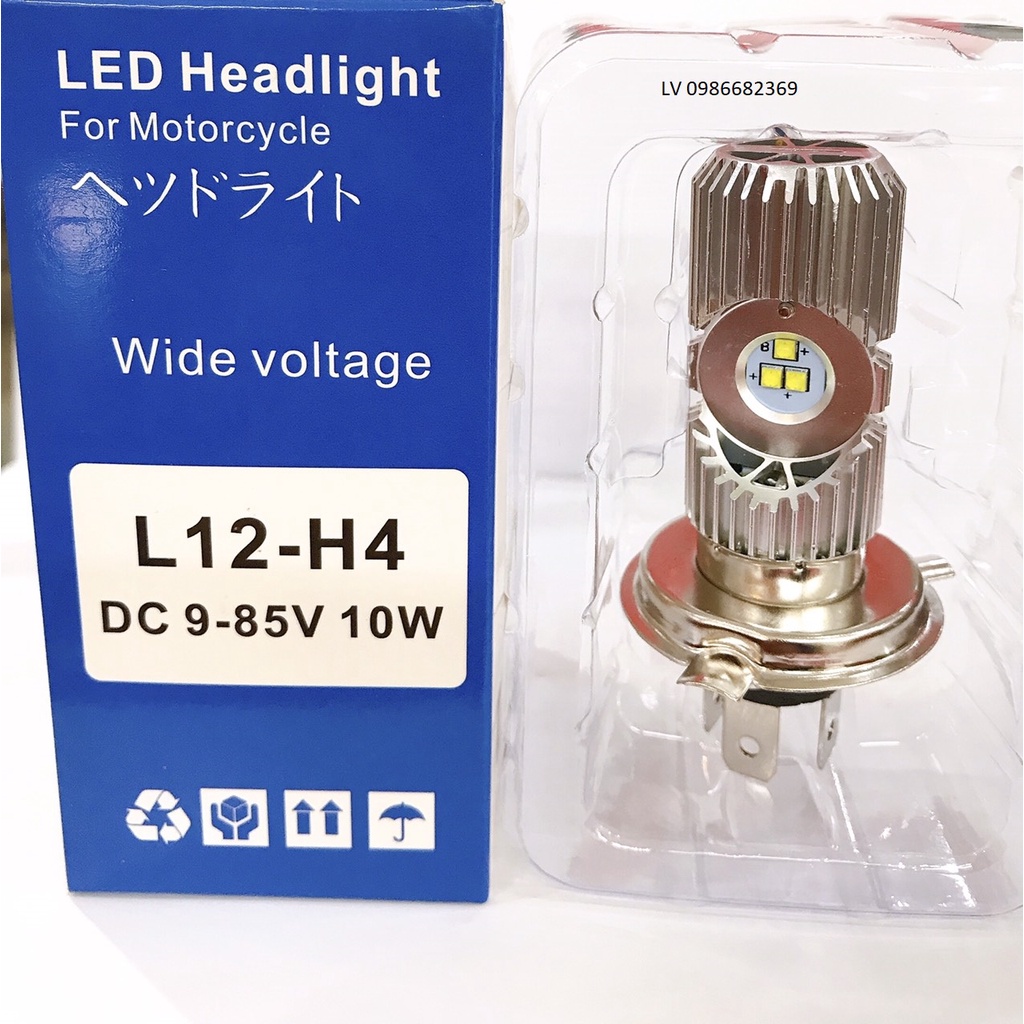 Bóng đèn Led 3 chân H4/L12  gắn xe máy