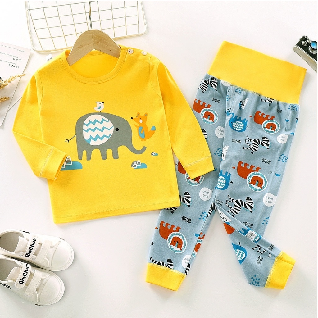 Áo thun dài tay bé trai, bộ áo thun lưng cao dài tay thu đông cho bé chất cotton 100% mềm mịn, từ 7 tháng đến 4 tuổi