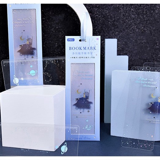 Set 3 bookmark đánh dấu trang, bộ 3 thẻ nhựa làm dấu trang sách hình vẽ cute dễ thương