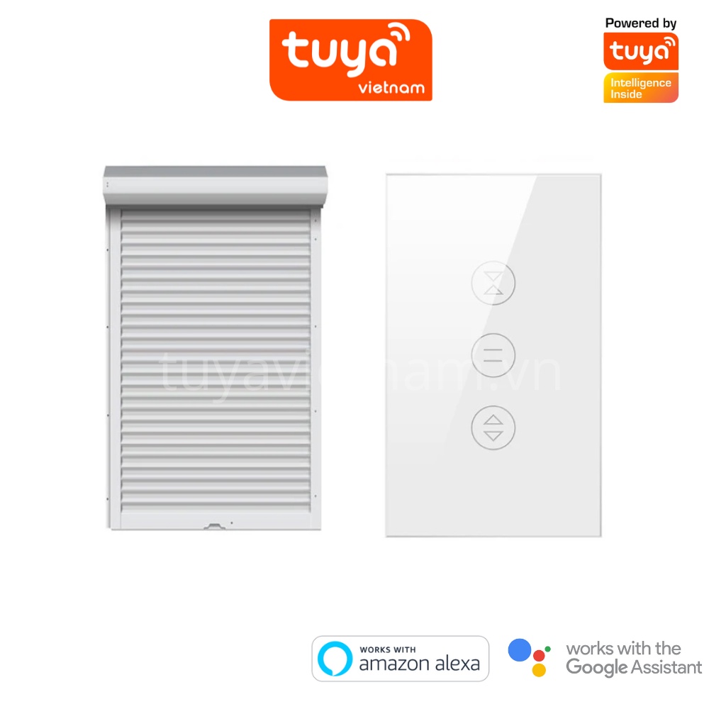 Công Tắc Điều Khiển Cửa Cuốn Thông Minh TUYA, Wifi, Chữ Nhật, Điều Khiển Bằng Giọng nói, Cài Đặt Hẹn Giờ