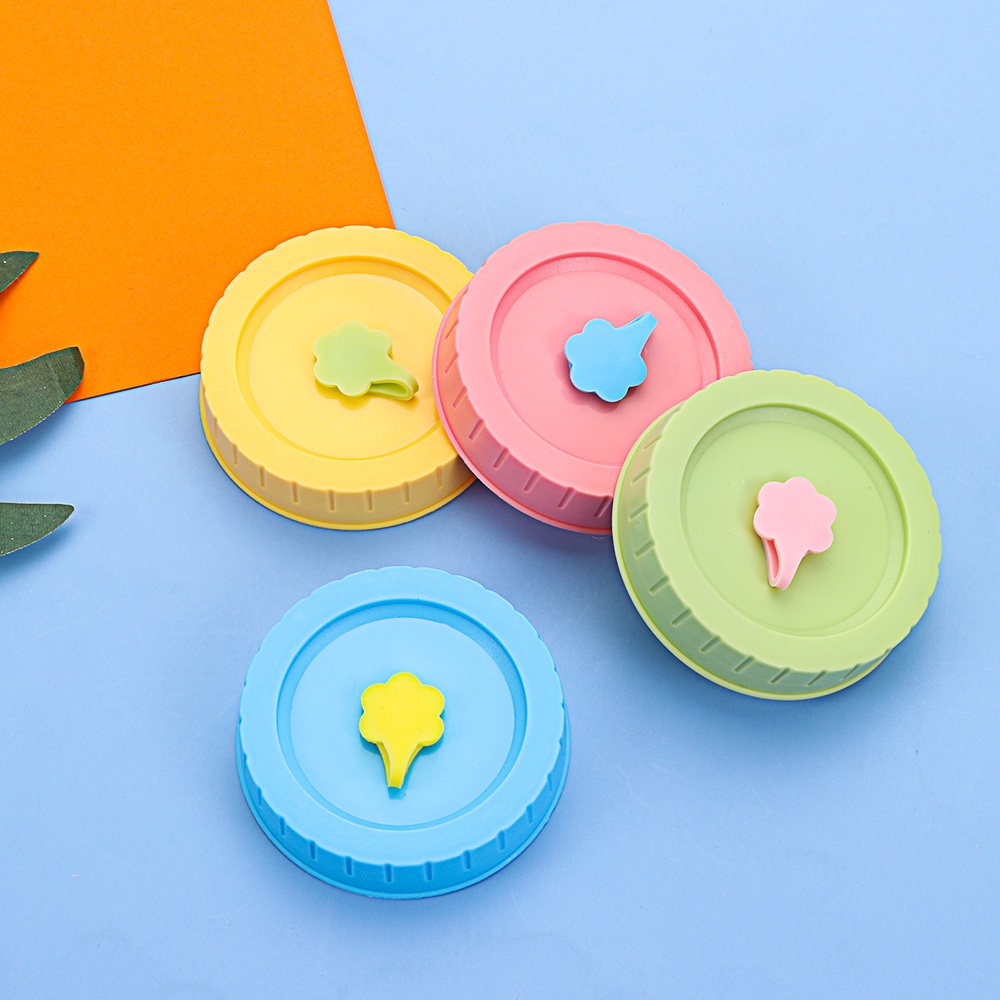 Bộ 1/4 Nắp Đậy Bằng Nhựa Chống Rò Rỉ Có Lỗ Ống Hút Đựng Thực Phẩm/Nước Ngọt Dễ Thương