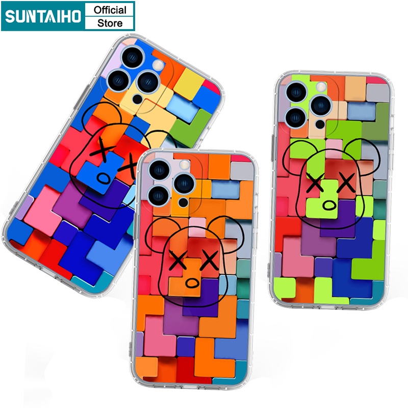 Suntaiho Colorful 6D Geometric Textured Silicone Phone Case For iPhone 12 Pro Max Xs 7 8