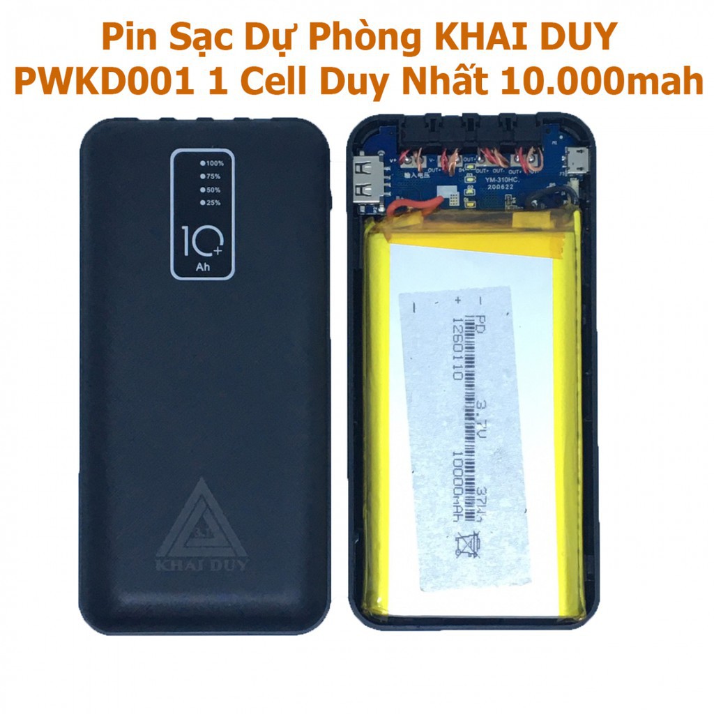 Pin Dự Phòng KHAI DUY 20.000mah Chính Hãng - Dung lượng chuẩn - 4 đầu ra