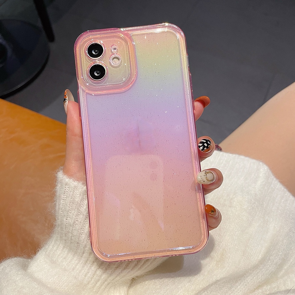 Ốp Điện Thoại TPU Dẻo Màu Laser Lấp Lánh Sang Trọng Chống Sốc Cho iPhone 13 12 11 Pro Max X XR XS Max