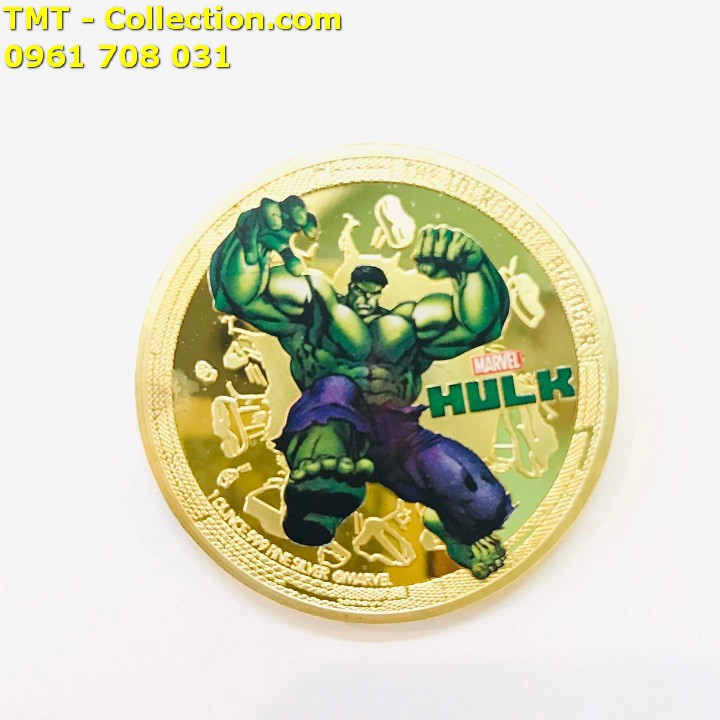 Xu Avengers Marvel Siêu Anh Hùng Hulk Vàng; Màu: vàng; đường kính của xu là 4cm-TMT Collection-SP002460