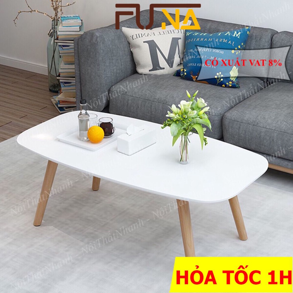 Bàn Trà Chữ Nhật FUNA BT02 ngồi bệt hoặc ngồi cao với ghế Sofa Chân Gỗ Tự Nhiên To 3cm