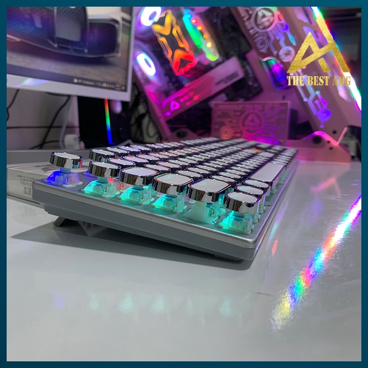 Bàn Phím Cơ Gaming Keycap Xuyên Led HP GK400Y Màu Trắng Nút Tròn Bàn Phím Máy Tính Laptop Có Dây Keyboard Chơi Game