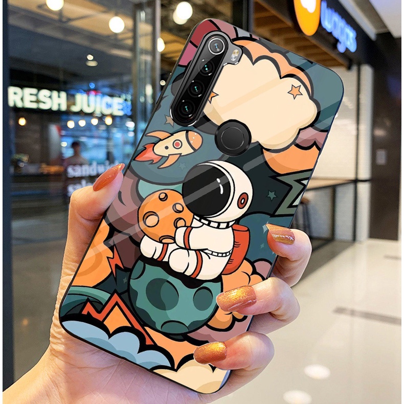 Ốp Lưng XIAOMI REDMI NOTE 8 Ốp kính bóng cao cấp Phi Hành Gia