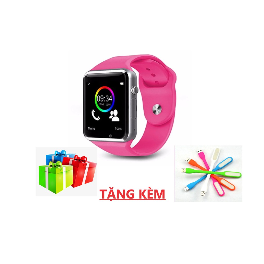 Đồng hồ thông minh Smartwatch A1 có khe gắn sim nghe gọi + tặng kèm đèn led USB