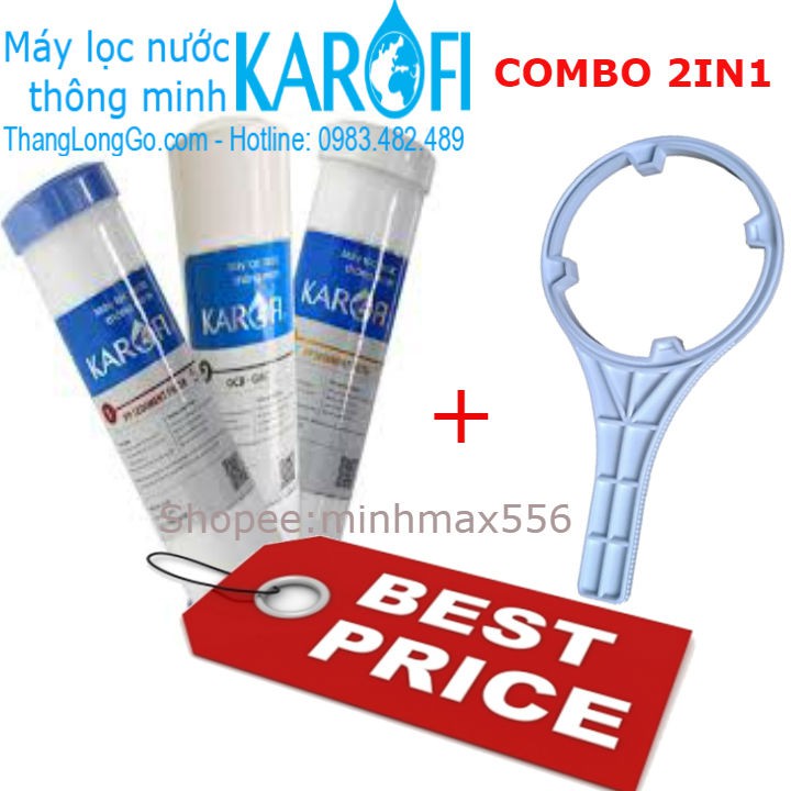 [UY TIN SỐ 1] COMBO 01 Bộ lọc 123 karofi &amp; 01 tay mở cốc lọc | Linh kiện lọc nước