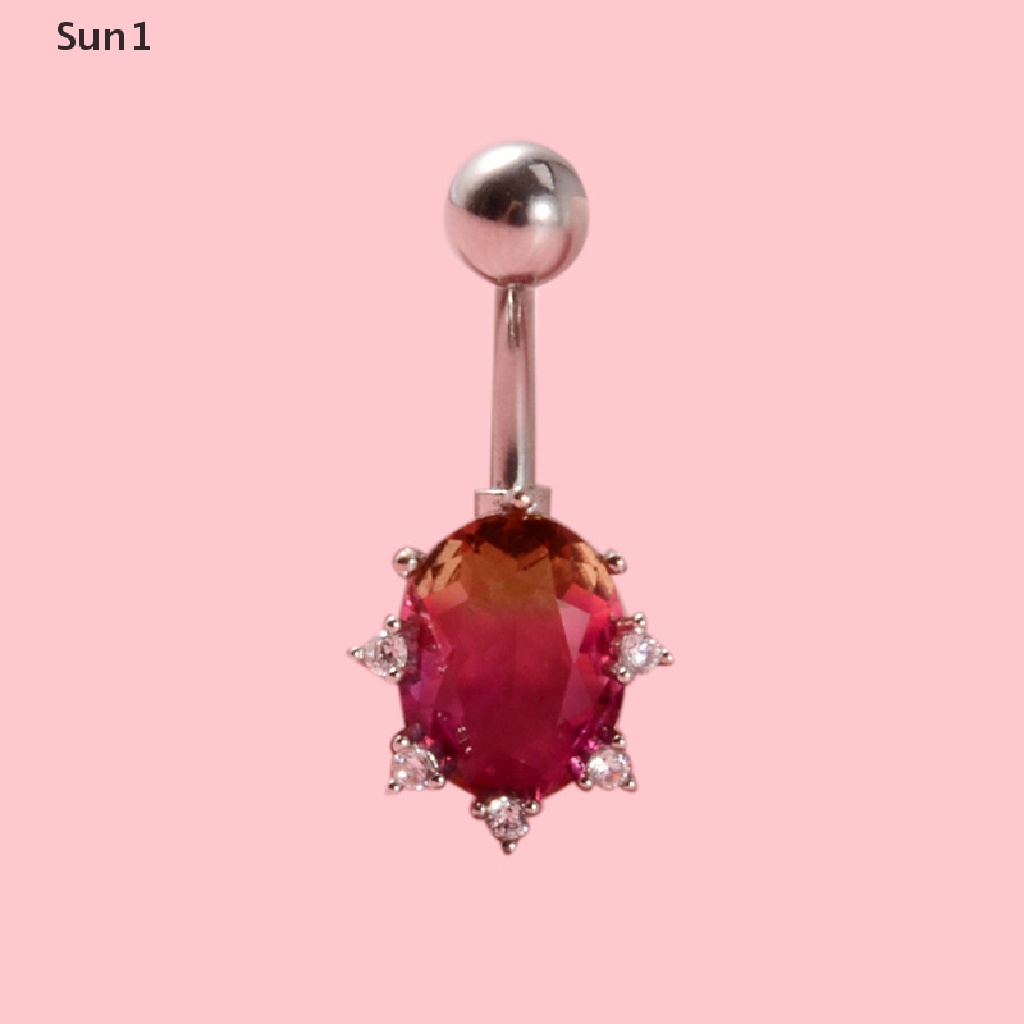 1 Khuyên Rốn Hình Trái Tim Bằng Thép Đính Đá Zircon Dễ Thương Cho Nữ
