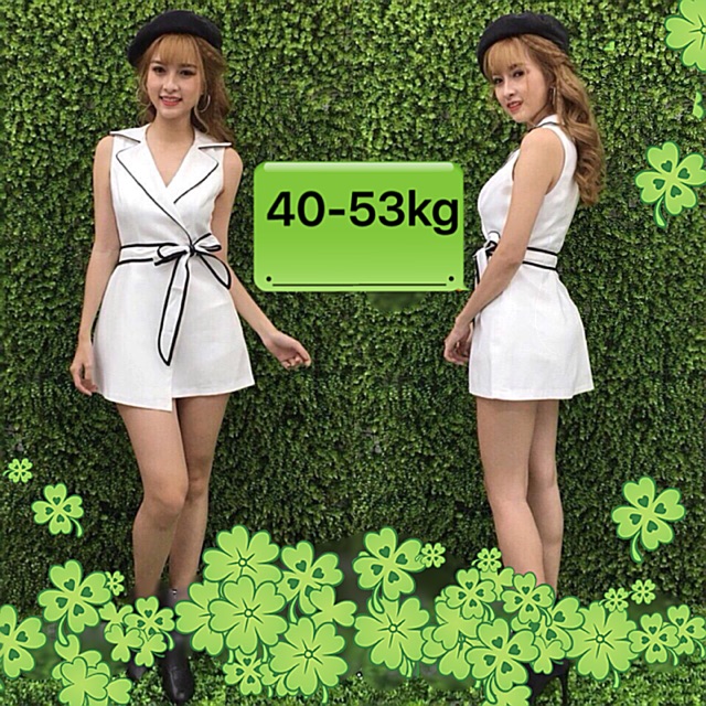 Đầm cát hàn màu trắng viền đen